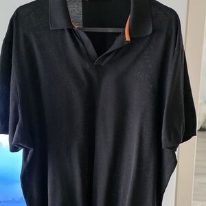 Loro Piana Black Polo with Orange Trim